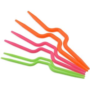 HAHIYO Knitting Cable Needles Set Sturdy Plastic Mixed Color Safety Pin Cable Knitting Bent Weaving Needle Hooks 6 Pieces for Sweaters Socks Yarn Sewing Crochet Embroidery