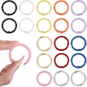20 PCS Trigger Spring O Rings Round Carabiner Keyring Clips, Multi-Color Metal Snap Hooks Jump Rings for Keychains for DIY Accessories, Keychains, Bags, Purses, Handbags