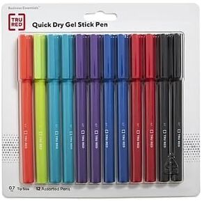 TRU RED Staples Quick Dry Gel Pens, Medium Point, 0.7mm, Assorted, 24/Carton (TR54483VS)