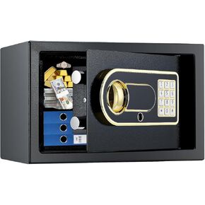 1.2 Cub Safe Box, Steel Security Safe with Electronic Keypad, Protects Cash, Jewellery, Safe Deposit Box for Home Black
