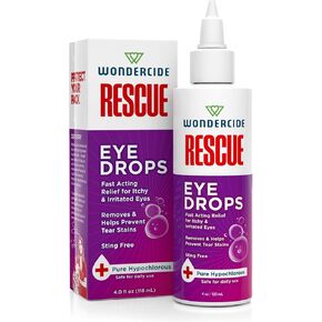 Wondercide Rescue - Eye Drops and Wash for Pets - Relief for Dogs and Cats from Allergies, Itchy Red Irritated Eyes, Discharge - with Pure Hypochlorous - 4 oz