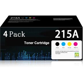 215A with Chip Replacement for HP 215A Toner Cartridges 4 Pack W2310A W2311A W2312A W2313A Color Laserjet Pro MFP M182nw M183fw M182 M183 M155 Series M155dw M155nw Printer | Black Cyan Yellow Magenta