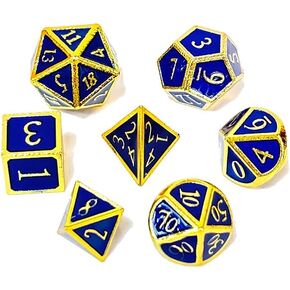 7 Pieces Metal DND Dice Set Retro D&D Polyhedral Dice with Flannel Bag for DND Dungeons and Dragons Role Playing Games (Bronze)