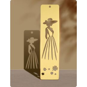 Elegant Brass Bookmark – Minimalist Line Art of Lady in Dress & Hat, Aesthetic Metal Page Marker for Women, Gifts for Readers, Book Lovers, Artists, and Writers (Cutout Silhouette)