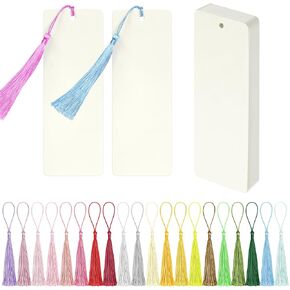 75 pcs Blank Bookmarks with Colorful Tassels – 350gsm Specialty Cardstock Bookmark Blanks for DIY Crafts, Gift Tags, Classroom Projects – 5.5 x 2 inch Bookmark Kit (Ivory White)