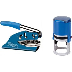 Maryland Notary Seal Embosser Bundle with Round Self Inking Stamp | (Blue, 2-Items)