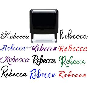 15 Script Fonts to Choose - Self Inking Custom Name Stamp Signature. Various Fonts and Color Options. Customizable 1 Line Stampers
