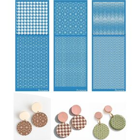 Puocaon Flower Clay Silk Screen Stencils - 6 Pcs Reusable Flower and Floral Bouquet Patterns Stencil Set for Polymer Clay Jewelry Making Plant Silk Screen Sheets for Earrings Design