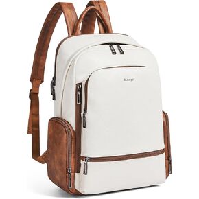 Computer Backpack for Women Soft Leather Back pack with 15.6 inch Laptop Compartment, Designer Ladies Travel Backpack, Brown
