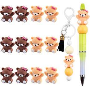 3D Animal Theme Silicone Beads for Keychain Making, 12 PCS Silicone Focal Beads for Pen, Loose Beads for Bracelet Necklace Lanyard Jewelry and Handmade Crafts Making