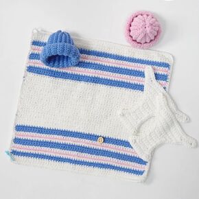 5 Pcs Baby Doll Accessories Set -Knitted Bath Towel, Diaper, hat, Suitable for 7-9 inch Dolls （No Doll）