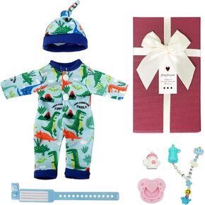 7 Inch Reborn Baby Dolls Clothes - Newborn Baby Doll Matching Outfit Accessories Gift Set-E