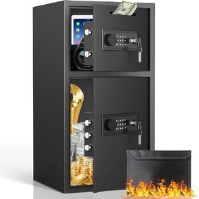 6.5 Cub Extra Large Safe Box Fireproof Waterproof, Money Box with Fireproof Waterproof Bag, Drop Slot and Backlit Touch Keypad, Drop Safe Box for Business Home