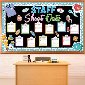 Staff Shout Outs Bulletin Board Decorations Colorful Staff Shout Outs Bulletin Board Set Appreciation and Recognition DIY Craft Cutouts for Back to School Classroom Office Door Wall Decor Supplies