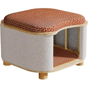 Cat Bed for Indoor Cats,Cat Cabinet Wooden Cottage & Superpower Bearing Houses Stool & Furniture & Tower with Scratch Pad for Kitten Cat Hideaway
