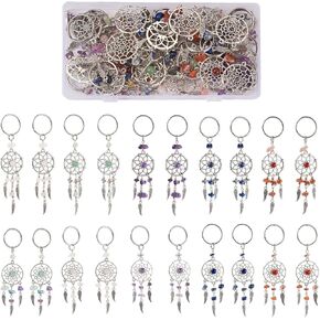 pandahall 20Pcs Dream Catcher Tibetan Style Dream Catchers Charms Feather Wings Charm Pendants Wall Decor Feather Filigree Ethnic Ornaments for Keychain Home Decor Birthday Gifts