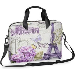 Purple Eiffel Tower Laptop Bag 15-16 Inch Laptop Case for Women Men Shoulder Messenger Bag Paris Tower Computer Briefcase for Business, Office, College, Travel Laptop Bag