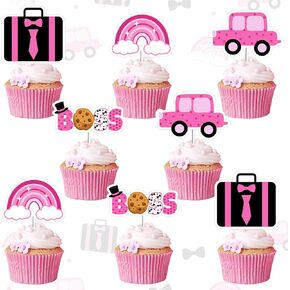 36Pcs Boss Cupcake Toppers for Boys Blue Black Happy Bossday Theme Birthday Party Decorations Car Boss Theme Table Topper for Baby Boy Boss 1st 2nd 3rd Birthday Party Decor Supplies
