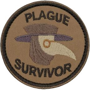 Plague Survivor Patch Geek Merit Badge Patch Tactical Morale Patch with Hook and Loop(Brown)