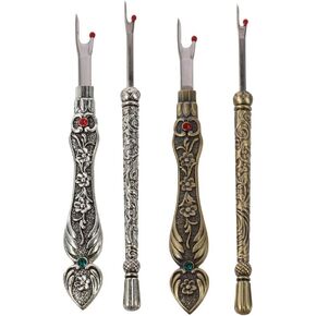 4 Pcs Sewing Seam Rippers,Vintage Stitch Eraser Retro Alloy Metal Seam Sewing Thread Ripper for Suture Removal Sewing Accessory Tools