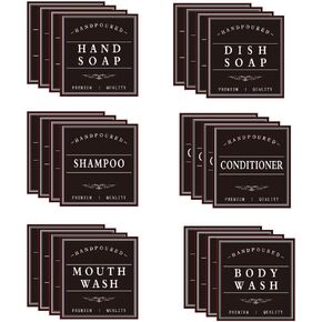 Waterproof Labels for Shower Bottles, Hand Soap Shampoo and Conditioner Label, Mouthwash Dispenser Label for Bathroom, Black PVC Self-Adhesive Labels for Bathroom (28PCS) (Mix), 6TYPEBla in Kuwait