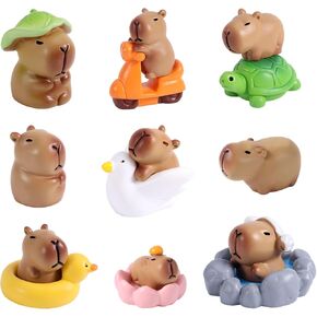13pcs Mini Resin Capybara Figurines, Small Animal Toys Stuff for Car Dashboard Decorations, Miniature Garden Landscape, Little Birthday Party Favors Tiny Cupcake Cake Toppers DIY Crafts Blind Box Game