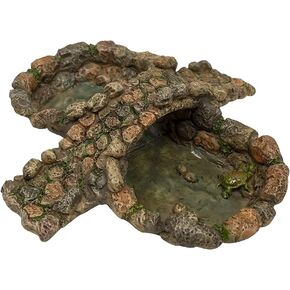 Treasure Gurus Miniature Fairy Garden Stone Pond and Bridge Ornament Dollhouse Decor Accessory