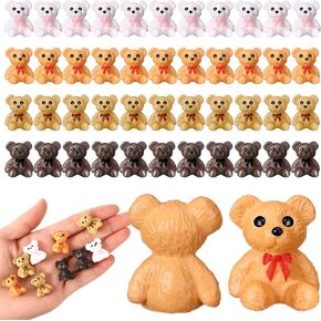 100 Pcs Mini Resin Bear Tiny Bear Statues Mini Resin Figurines Crafts Ornament Accessories for Fairy Gardens Birthday Wedding Party Favors Home Car Dollhouse Decoration, 4 Colors