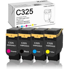 High Capacity C320 C325 Toner Cartridge Set with New Chip 006R04820 006R04821 006R04822 006R04823 Toner Compatible for Xerox C320 C325 Color Multifunction Printer,Black Cyan Magenta Yellow