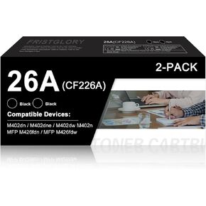 26A Toner Cartridge High Yield Black (2-Pack) Replacement for HP 26A 26X CF226A Works for M402n MFP M426fdw M402dn M402 M402dw M402dne M426fdn M426 M426dw Printer，CF226AD1