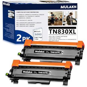 TN830XL TN830 for Brother TN830 TN-830XL Toner Cartridge for use with HL-L2460DW MFC-L2820DW DCP-L2640DW HL-L2480DW HL-L2400D HL-L2405W Printers (2-Pack, Black)