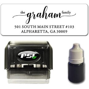 Custom Return Address Stamp, Self Inking - Bundle with Stamp, Extra Refill Ink and 100 Matching Adhesive Address Label Stickers