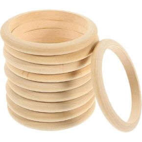 Tofficu 10pcs Unfinished Natural Wooden Bangle Bracelets - 3.03 Inch Round Wood Rings for DIY Craft Projects, Jewelry Making, Home Decor, and Kids' Creative Activities