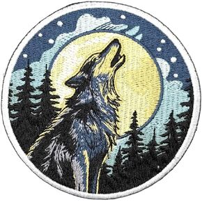 3.5" Howling Wolf Iron On Patch - Embroidered Be Tactical The Lone Forrest Animal Wolf Applique Appliques Iron On Sew On Patches for Holes, Clothing, Jeans, Hat, Backpacks, Clothes