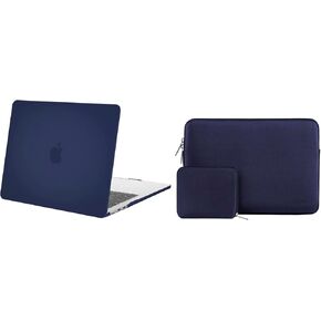 MOSISO Compatible with MacBook Air 13.6 inch Case 2022 Release A2681 M2 Chip, Plastic Hard Shell Case Cover & Neoprene Sleeve Bag with Small Case, Navy Blue