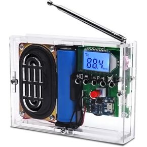 MiOYOOW FṂ Radio Kit, LCD Display Rechargeable Digital Radio Module DIY Kit with Headphone Jack, Soldering Leaning Project for College High School Education and Home Office Outdoor Use