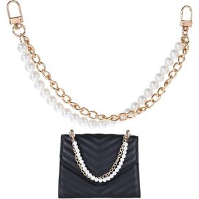 Gold Purse Chain Pearl Purse Extender Chain, Gold Pearl Bag Charm for Handbags Bag Straps Short Handle Replacement Charms for Women