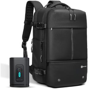 Airback Laptop Travel Backpack Expandable With Vacuum Compression And Pump, USB, Personal Item Carry On Bag with Anti Theft Lock, Water Resistant, Flight Approved 17 Inch Laptop, Men Women, Vacpack