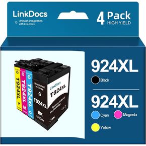 Remanufactured T924xl Ink Cartridge with Latest Chips Replacement for Epson T924XL Work for Epson Workforce Pro WF-C4810 Color MFP WF-C4310(Black Cyan Magenta Yellow)