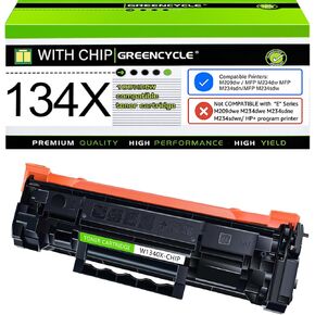 greencycle 134X 134A W1340A Compatible for HP 134X Black Toner Cartridge Work for Laser Jet M209dw M234dw M234sdn M234sdw Cannot be Used for M209dwe M234dwe M234sdne M234sdwe(1PCS,with Chip)