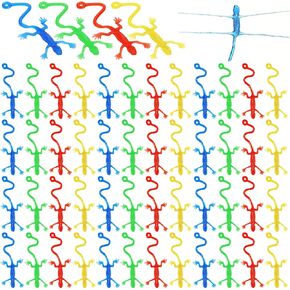 60 Pcs Sticky Lizards Toys Stretchy Rubbery Sticky Gecko Stretchy Toy Christmas Birthday Gift Party Favor for Kids Goodie Bag Stuffer Piñata Filler Student Reward Classroom Prize