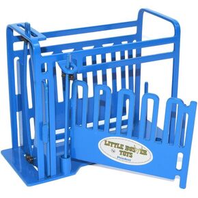 Little Buster Toys Squeeze Chute - Priefert Squeeze Chute with Sliding Gates in Blue, 1/16th Scale