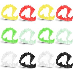 Ouligay 12pcs Halloween Teeth Halloween Plastic Vampire Teeth Glow in The Dark Fangs Teeth Werewolf Teeth Vampire Fangs Fake for Masquerade Parties Costume Accessory