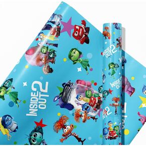 QICI 5 Pcs Inside Cartoon Wrapping Paper Gift Wrap Bulk Art Paper Folded Flat for Baby Shower Cartoon Birthday Party Decorations Party DIY Crafts Gift Packing, 20 x 30 Inch