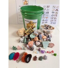 Fairy Themed/Gallon Crystal Gemstone Mining Bucket/Gifts for Boys and Girls/ 20 Different Stones/Crackable Geode, GFA002