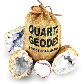 Premium X-Large 4" to 5" Moroccan Quartz Crystals Break Your own Geodes Gift Bag - 3 Pack