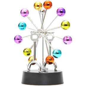 PowerTRC Perpetual Motion Ferris Wheel with Revolving Colorful Metallic Balance Balls | Mesmerizing Kinetic Artwork for Home Decoration and Science Enthusiasts (Battery Powered)