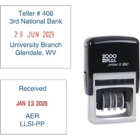 Custom 2 Color Dater Stamp 7/8" x 1 11/16" - 2000 Plus Series S260
