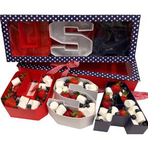 UNIKPACKAGING USA Letter Shaped Flower Gift Box – Patriotic Decor with Removable Letters & Waterproof Liner – Ideal for Holidays & Events