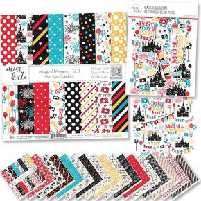 Miss Kate Cuttables Die Cuts & Paper Set - Magical Moments - for Disneyland Walt Disney World Castle Mickey Mouse Cruise Princess - 16 Sheets of 12x12 Single-Sided Paper & 60 Matching Die Cuts